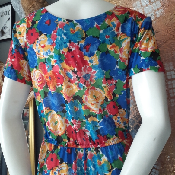 Vintage Floral Multicolor Midi Dress - Picture 7 of 16